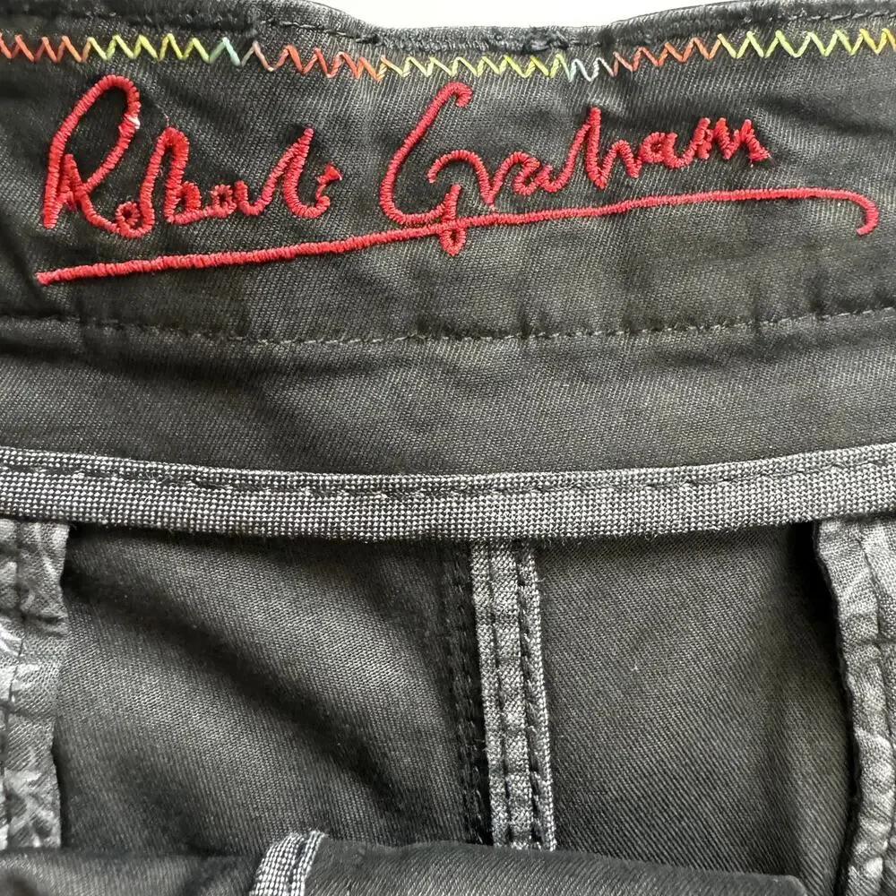 Robert Graham Men's Shorts 38 Black Chino Flat Front 10